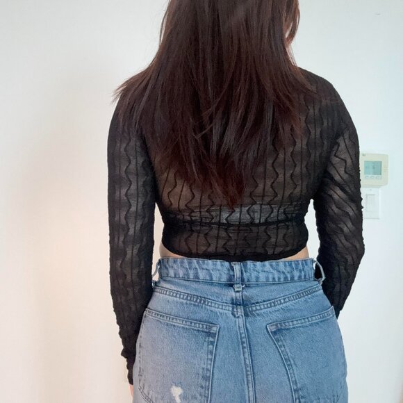 Emory Park - Mesh Black Button Down (Size S) - Picture 3 of 5